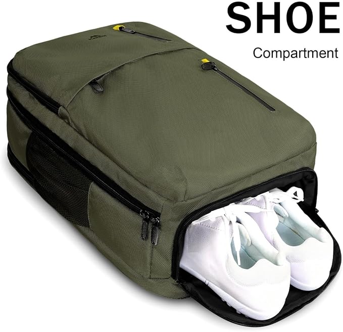 MATEIN Carry on Travel Laptop Backpack, Large Personal Item Travel Backpack | Flight Approved, Shoe Compartment, Water Resistant, Weekender Overnight Bag, Fit 17 Inch Laptop, Green - Image 3