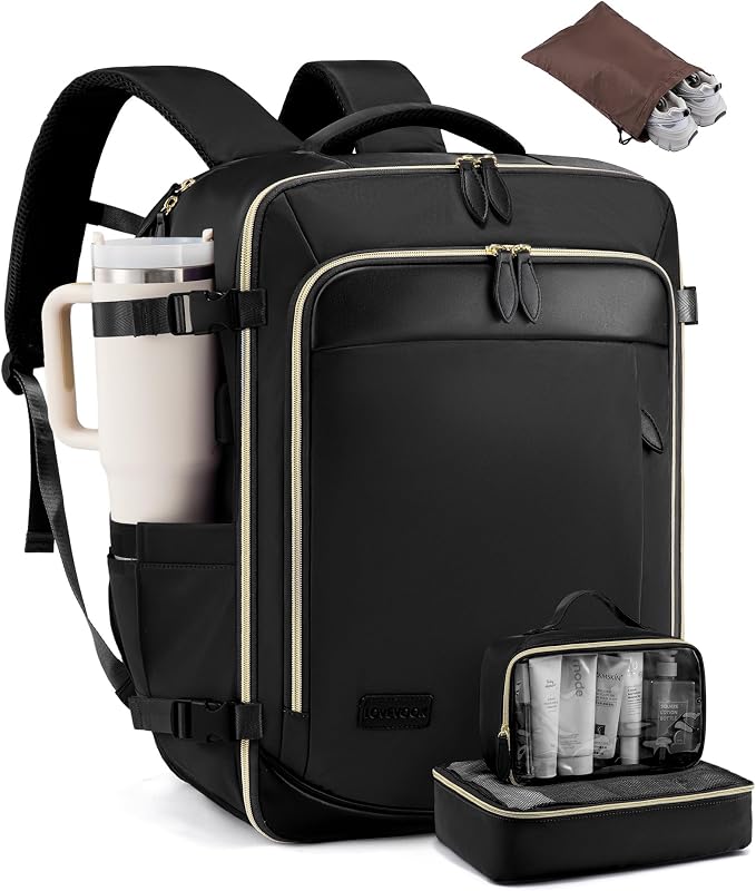 LOVEVOOK Travel Backpack for Women, 40L Carry On Backpack with 3 Packing Cubes,TSA Personal Item Travel Bag Airline Approved, Water Resistant Weekender Overnight Luggage Daypack, Fits 17 Inch Laptop by LOVEVOOK