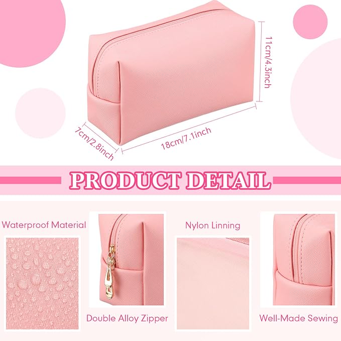 Kigeli Aesthetic Makeup Bags PU Leather Cosmetic Pouches Waterproof Plain Toiletry Bags Makeup Pouches Bulk for Women Party Gift Travel Storage Organizer(Pink,7.1 x 2.8 x 4.3 in) - Image 2