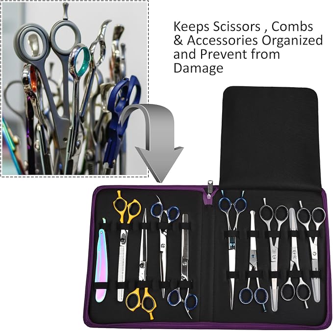 Case Holds 10 Grooming or Beauty Shears (PURPLE) - Image 4