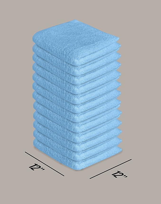 100% Cotton Washcloths 60 Pack (12x12 Inches) Soft, Highly Absorbent Washcloth, Face Towels, Wash Cloths for Face, Ring Spun, Bulk Pack (Electric Blue) - Image 3