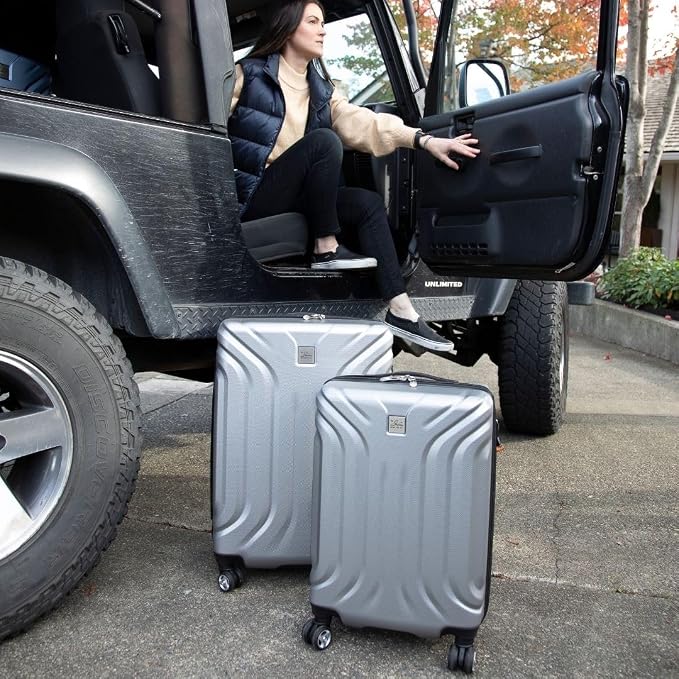 Skyway Nimbus 4.0 Expandable, Durable Hardside, 4 Wheel Spinner, Lightweight Suitcase, Unisex, Stylish, Shiny Silver, Checked-Large 28-Inch - Image 8