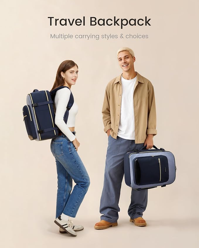 LOVEVOOK 56L Travel Backpack for Women & Men, Airline Approved Carry On Luggage with 3 Packing Cubes, TSA Overnight Bags, Waterproof Personal Item Bag, Weekender Essentials Backpacks fits 17" Laptop - Image 7