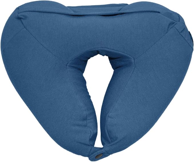 Yogibo Nap X Travel Neck Pillow for Sleeping Airplane, Car, Plane Traveling, Microbead Portable Comfy Head Rest and Neck Support with Attached Eye Mask, Blue - Image 3