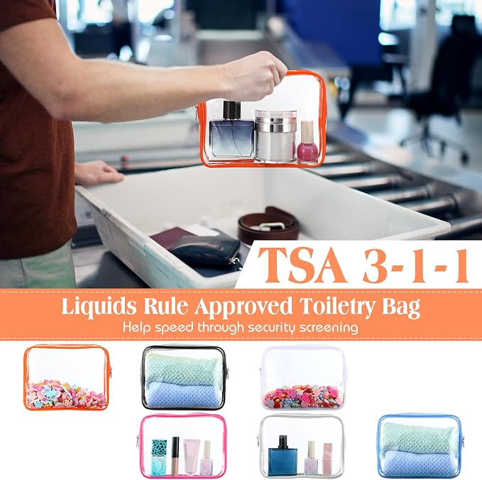 60 Pcs Clear Makeup Bags Bulk Travel Toiletry Bag 7 x 5.5 x 1.6 Inch PVC Zipper Pouch Waterproof Plastic Cosmetic Case Portable Organizer for Women Summer Bathroom (Vivid Color) - Image 4