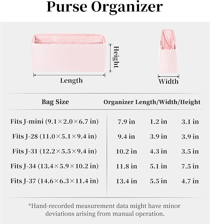 Purse Organizer Insert for Jypsiere 28, Lightweight & Soft Satin Bag Insert with Pockets for Women, Ideal for Travel, Shopping, and Daily Use, Multicolor Options(Pink, J-28) - Image 7