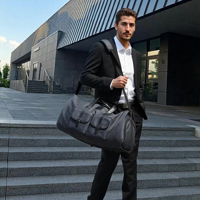 UNIQUEBELLA Travel Garment Duffel Bag, 45L Carry on Suit Bag for Men Convertible Foldable Weekend Bag with Shoe Compartment - Image 2