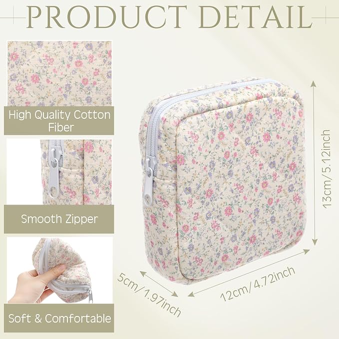 Paterr 10 Pcs Quilted Makeup Bag Bulk Cotton Floral Cosmetic Bag Women Girls Bridesmaid Gifts Cute Makeup Pouch Coquette Aesthetic Travel Toiletry Organizer(Floral Style,5.12 x 4.72 x 1.97 Inches) - Image 2