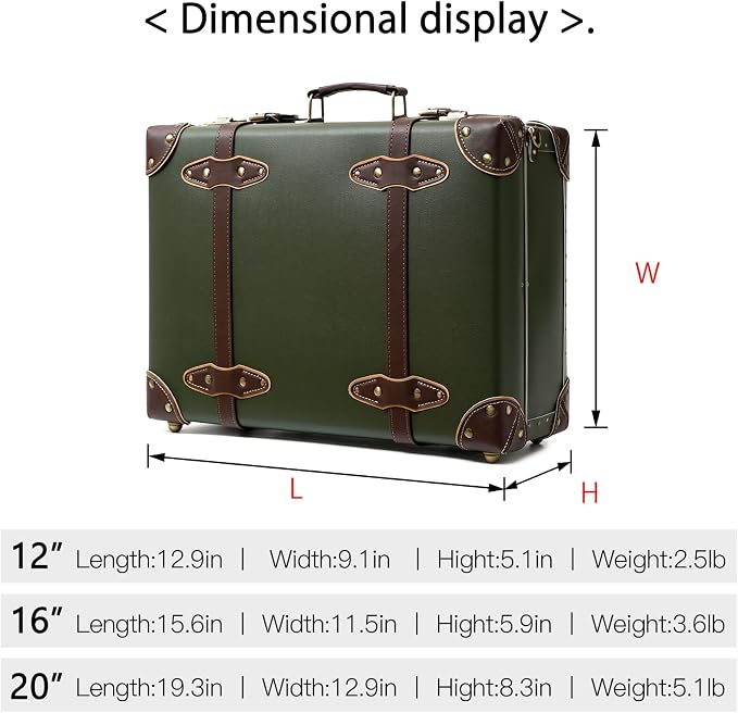 urecity Vintage and Cute Carry-on Overnight Case Non-wheeled Mini Leather Trunk Suitcase with Shoulder Strap - Image 7