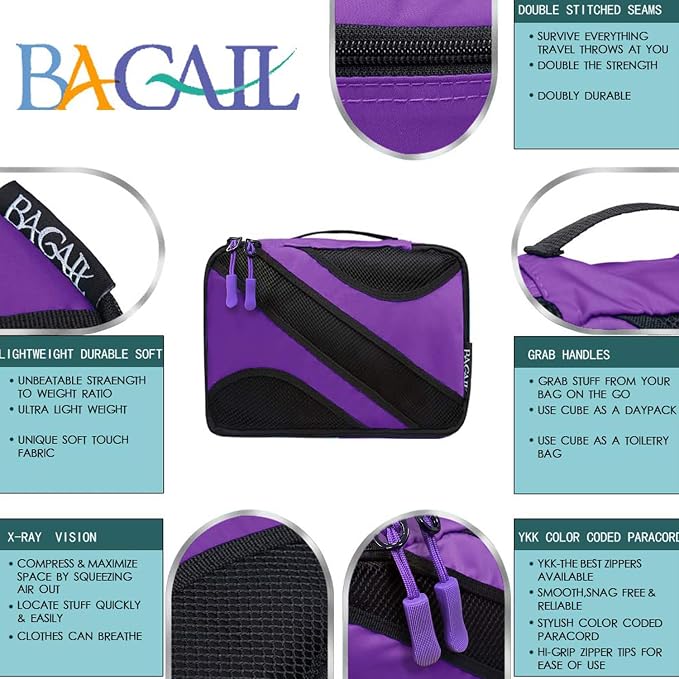 BAGAIL 6 Set Packing Cubes,Travel Luggage Packing Organizers - Image 3