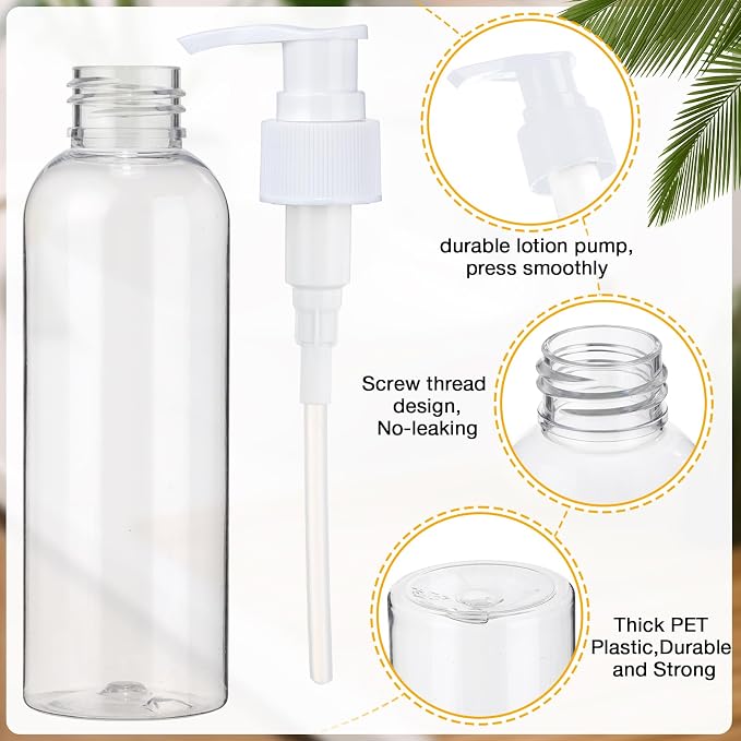 Nuenen 48 Pcs Refillable Empty Lotion Bottles 4oz/120ml Plastic Pump Bottles Conditioner Shampoo Dispenser Leak Proof Pump Container for Body Wash, Creams, Liquid Soap(White) - Image 3
