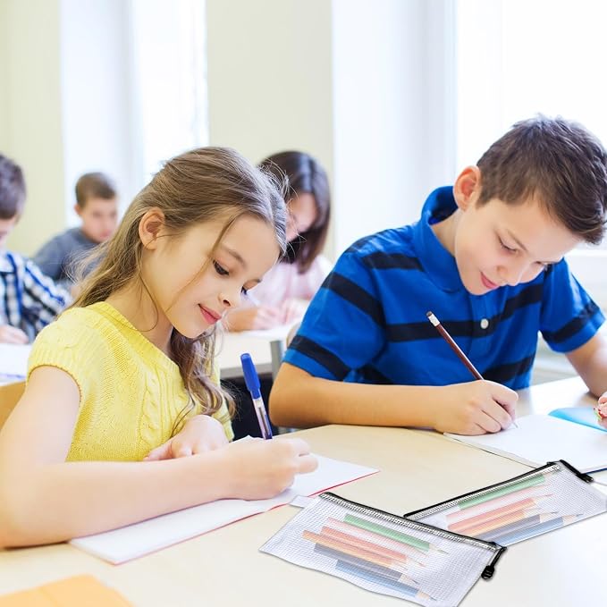 220 Pack A6 Mesh Zipper Pouch Bags Black 9.4 x 4.5 Inch Pencil Pouches Bulk Small Mesh Bags with Zipper Waterproof Zipper File Bags for Travel Puzzles School Office Supplies Organization - Image 6