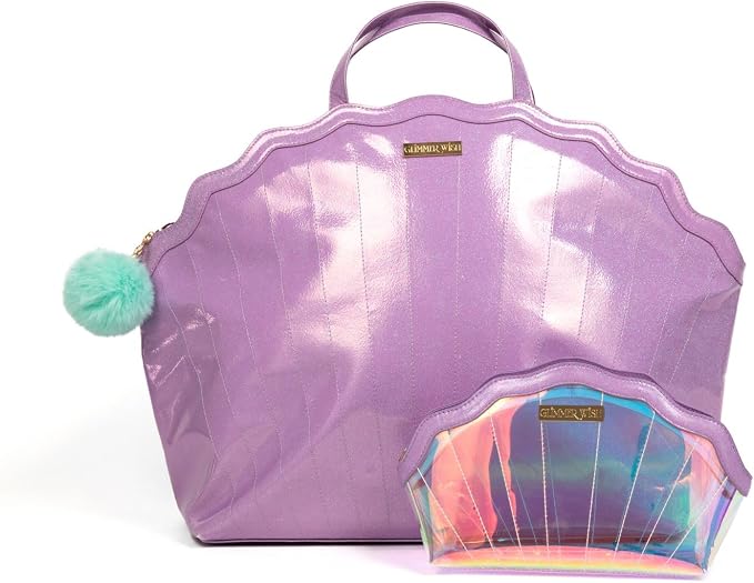 Glimmer Wish Mermaid Overnight Bag and Shell Cosmetic Bag for Essentials and Cosmetics, Secure and Organized Travel Bags, Gifts for Teens and Girls by GlimmerWish