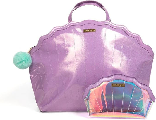 Glimmer Wish Mermaid Overnight Bag and Shell Cosmetic Bag for Essentials and Cosmetics, Secure and Organized Travel Bags, Gifts for Teens and Girls by GlimmerWish