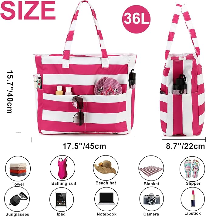 Bluboon Waterproof Beach Tote Pool Bags for Women Ladies Extra Large Carry On Bag With Wet Compartment for Weekender Travel - Image 3