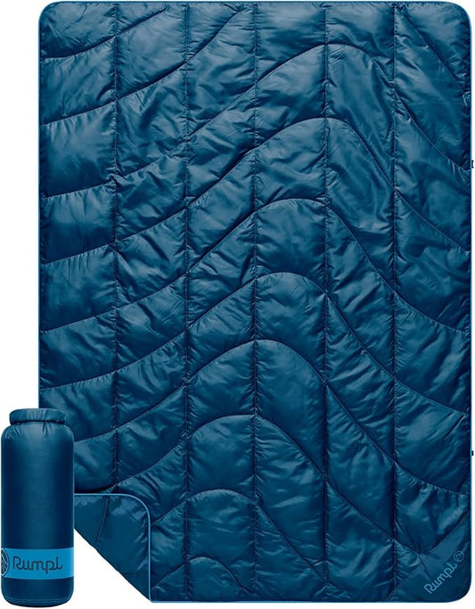 Rumpl Travel Puffy Blanket, Ultra-Packable Travel-Size Warmth and Comfort, Deepwater by Rumpl