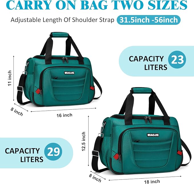 Underseat Carry On luggage Bag Airplanes Personal Item Bags, Gym Bag for Men Weekender Overnight Travel Tote Bag Shoulder Small Softside Carry on Luggage Travel Duffel Bags For Men,16 IN Peacock Green - Image 3