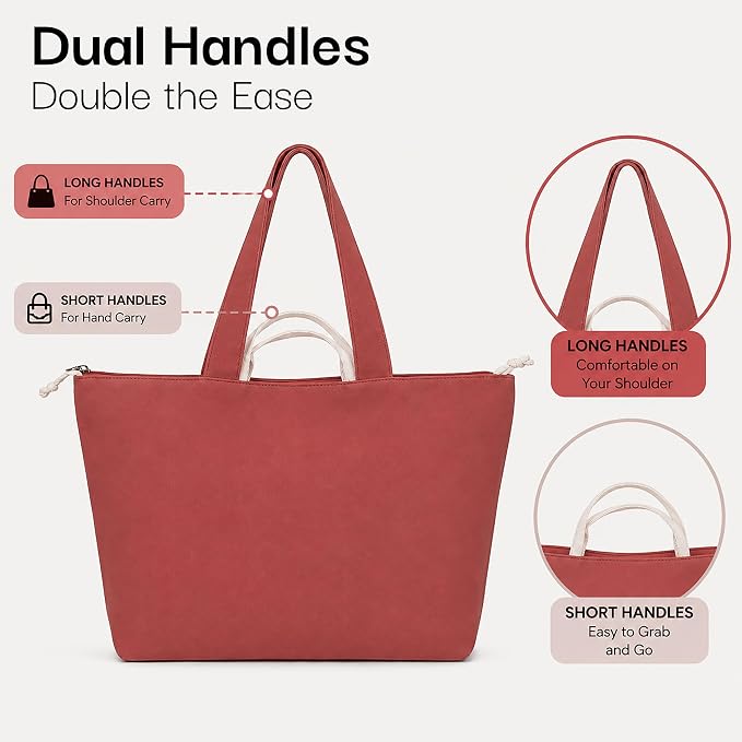 Salt Earth XL Beach Tote Bag for Women – XL Travel Tote with Zipper & Pockets, Oversized Canvas Pool Bag, Weekender Carry-On - Image 4