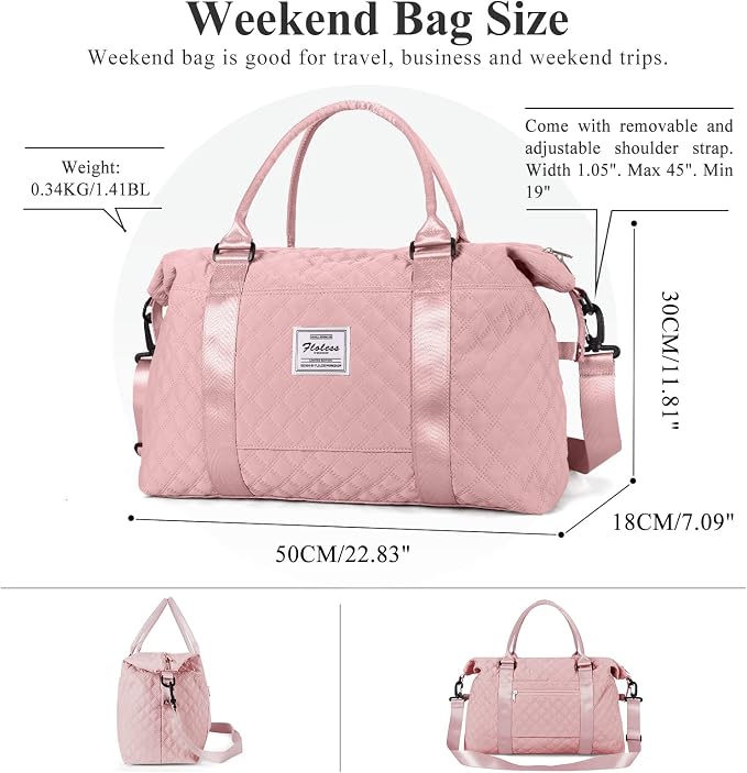 Travel Duffel Bag, Carry On Overnight Weekender Bags for Women | Travel Bag with Wet Pocket & Trolley Sleeve, For Spirit Airlines 18x14x8 Personal Item Bag - Image 4