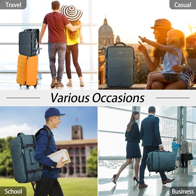 Lubardy Travel Backpack for Men Women 17 Inch Flight Approved Carry on Backpack Waterproof Large 40L Luggage Daypack Business College Weekender Overnight Laptop Backpack with 3 Packing Cubes, Blue - Image 6