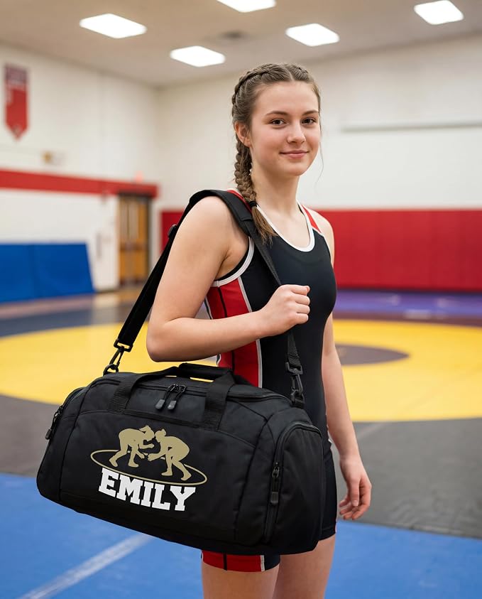 Personalized Wrestling Duffel Bag with Shoe Compartment – Custom Name Wrestling Gear Bag – Athlete Gym Bag for Boys & Girls – Team Travel Sports Duffel with Separate Shoe Pocket - Image 8