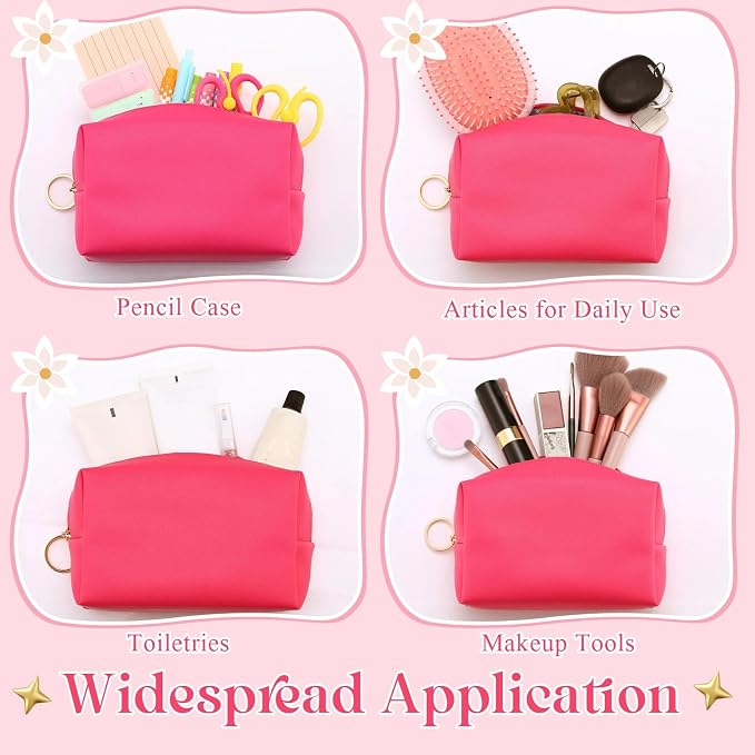 Chunful 24 Pcs Preppy Makeup Bag PU Leather Cosmetic Bag Bulk Makeup Plain Pouch Waterproof Toiletry Purse for Women Traveling Preppy Pencil Case Valentine's Day Gifts(Rose Red) - Image 5