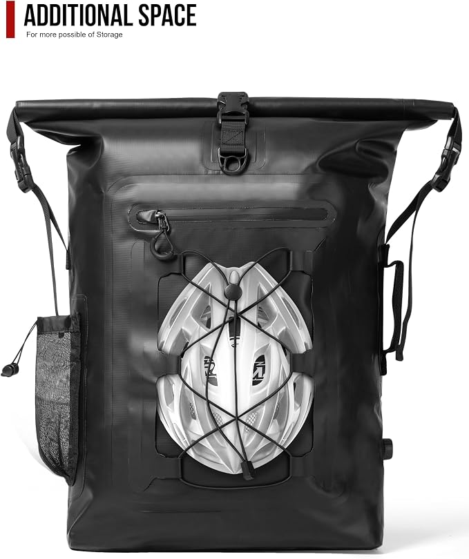 Grapelet Motorcycle Sissy Bar Bag Waterproof Motorcycle Backpack Tail Bag Travel Saddlebags 35L Duffle Bags PVC 500D Waterproof Dry Bags - Black - Image 6