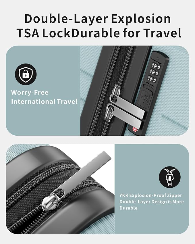 3 Piece Luggage Set, 20/24/28 Inch Expandable Luggage Sets with Spinner Wheels, ABS+PC Hardshell Suitcases, Suitcase Set with Double-Layer Explosion Zipper, TSA Lock - Image 5