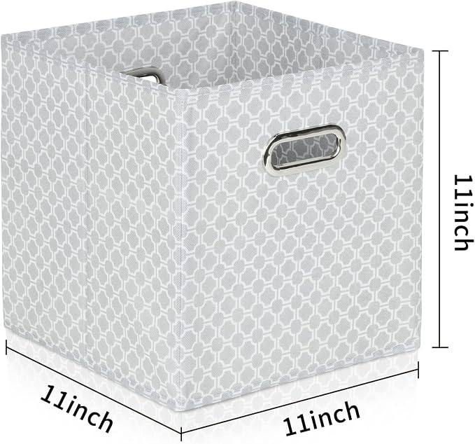 Fabric Cloth Storage Bins,Fabric Cube Organizer with Dual Handles Foldable Cube Storage Baskets for Home Bedroom Storage,Set of 6,（Light Grey） - Image 2