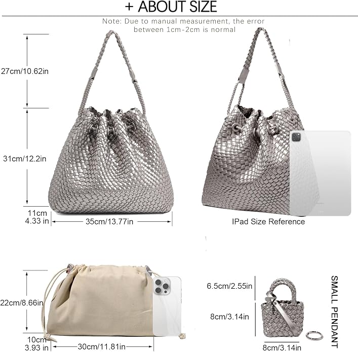 JINMANXUE Woven Purse for Women, Beach Hobo Shoulder Bag, Top-handle Tote Handbag, Shopper Underarm Satchel for Work Travel | Spacious Lightweight - Image 4