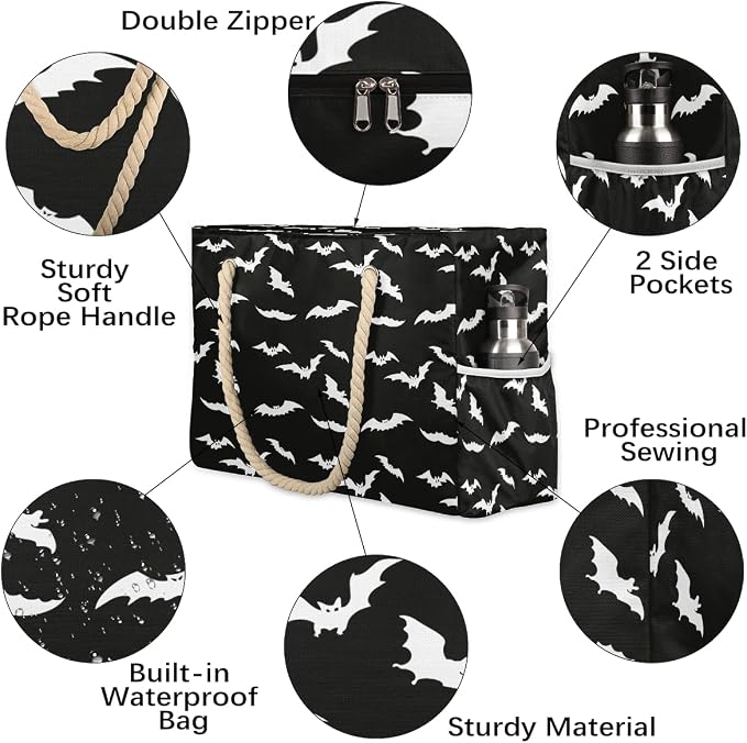 Large Beach Bag with Zipper Beach Bags for Women Water Resistant Swim Pool Bag - Image 5