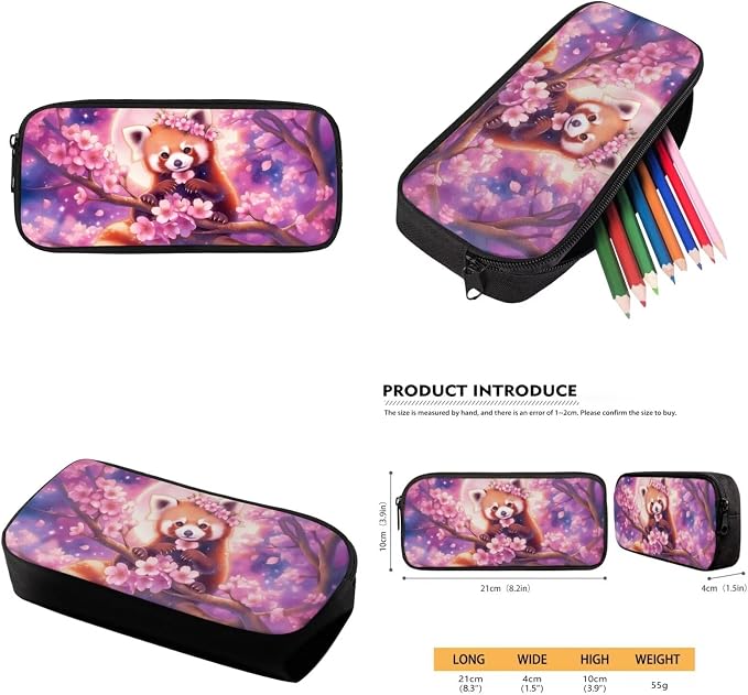Kawaii Red Panda Cherry Blossom Girls 4Pcs School Backpack with Lunch Box 17 Inch School Bag and Pencil Case Water Bottle Pouch, Cute Floral Animal Bookbag Elementary Kindergarten - Image 6