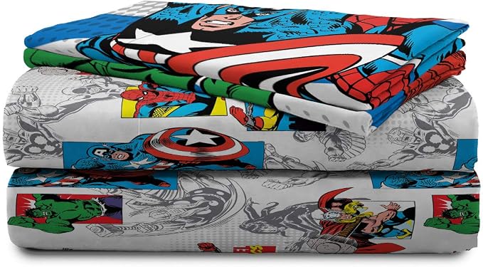 Jay Franco Kids Sheet Set with Fitted, Flat Sheets & Pillow Cover - Ultra-Soft Bedding with Pillowcase for Room Decor, White - Avengers, 3 Piece Twin - Image 6