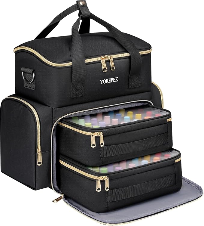 YOREPEK Nail Polish Organizer Bag Holds 48 Bottles (15ml/0.5 fl.oz) UV lamp | Nail Organizers and Storage with 2 Removable Pouches Fits Nail Supplies, Nail Tech Bag Gifts for Manicurist - Image 9