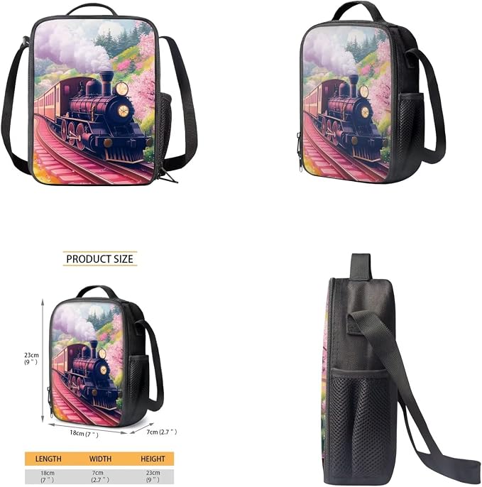Pink Train Backpacks for Teen Girls for High School with Lunch Bag Large Capacity Lightweight Preschool Kindergarten Bookbag for Students Fashion Trend Backpack Set Daypack - Image 4