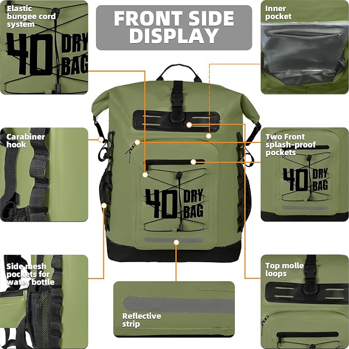 MORXPLOR Dry Bag Waterproof,5L/10L/20L/30L/40L/55L Roll Top Dry Bag Backpack with WaterProof Phone Case for Swim,Kayak - Image 4