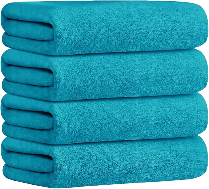 JML Bath Towel, Microfiber Bath Towels Set, 4 Pack (30" x 60") - Large Size, Extra Absorbent, Quick Drying, Multipurpose Use as Hair Wrap for Women, Bath, Fitness, Sports, Yoga, Teal - Image 2