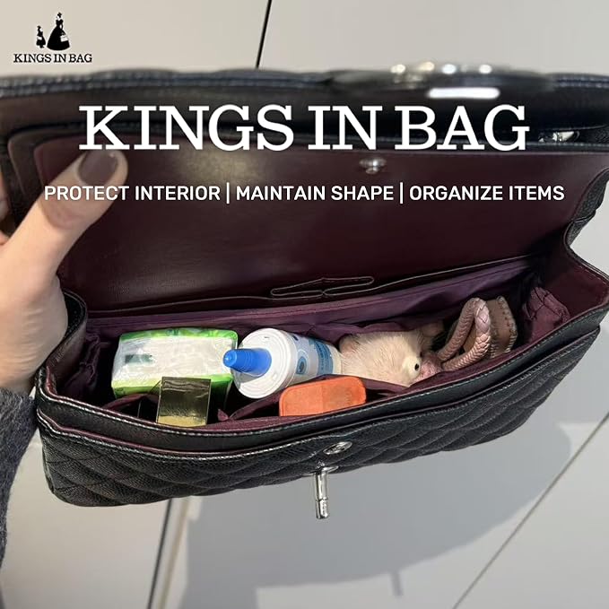 Purse Organizer Insert, Silky-Soft Lightweight Design, Multi-Pocket, Keeps Bag Organized & Protects Interior, Fits Chanel Classic Flap Mini, Ideal for Travel & Daily Use(Cassis, CF Mini 20) - Image 3
