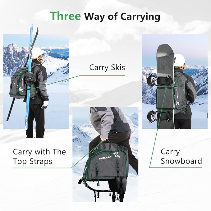MORXPLOR Ski Boot Bag - 65L Padded, Waterproof Ski Travel Backpack for Gear & Accessories - Image 5