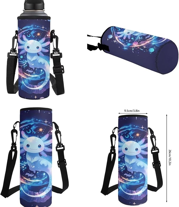 Galaxy Backpack with Lunch Box for Girls 4-6/6-8 Axolotl Bookbag and Lunch Bag Set 4 in 1 Space Elementary School Back Pack Lunchbox Pencil Case Water Bottle Holder Kids Book Bags Preschool - Image 7