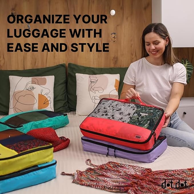 5pc Purple Large Packing Cubes for Suitcases - Travel Packing Organizers for Carry on Luggage Cubes set of 5 - Image 9