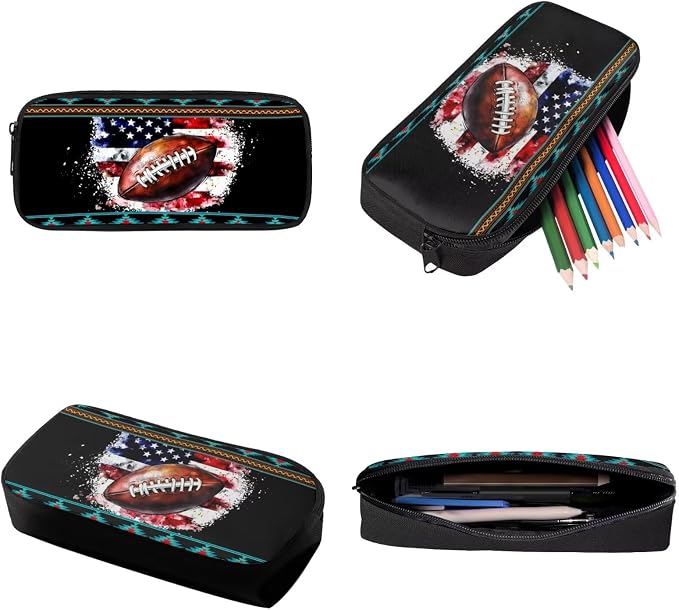 Aztec American Flag Football Print Children's Knapsack Set with Reusable Shoulder Lunch Bag 4th of July Boys Girls School or Travel Large Backpack Set, Durable School Students Daypack - Image 7