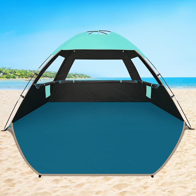 COMMOUDS Beach Tent Sun Shelter for 3/4/6/8 Person, UPF 50+ UV Protection Beach Shade Canopy Tent, Lightweight, Easy Set Up and Carry by COMMOUDS