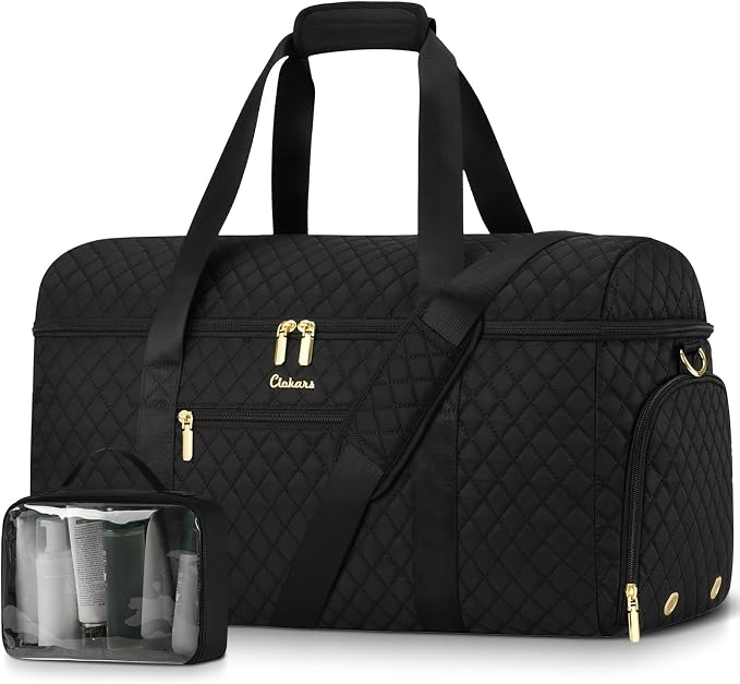 Travel Weekender Bags for Women: Overnight Bag with Shoe Compartment Large Travel Duffle Bag with Toiletry Bag Carry on Bag Personal Item Bag with Wet Pocket Hospital Bag for Women Black by Unknown