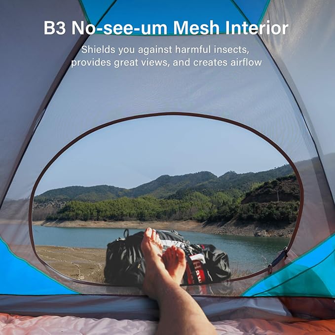 BISINNA 2/4 Person Camping Tent Lightweight Backpacking Tent Waterproof Windproof Two Doors Easy Setup Double Layer Outdoor Tents for Family Camping Hunting Hiking Mountaineering Travel - Image 4