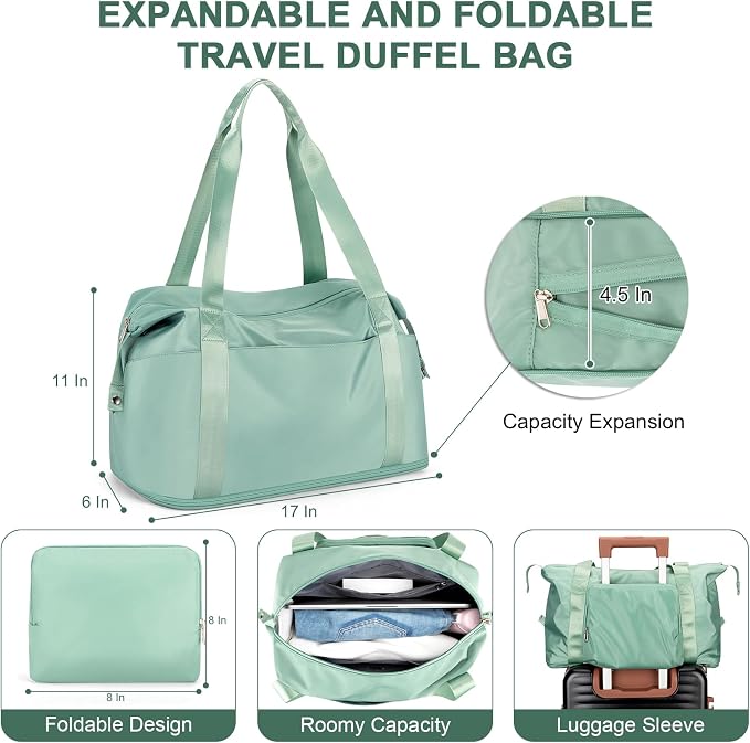 RDTGO Travel Backpack For Women,Personal Item Travel Bag Fits 17" Laptop,Flight Approved Carry-On Backpack, Hiking Backpack,Waterproof Outdoor College Casual Daypack (Green) - Image 5