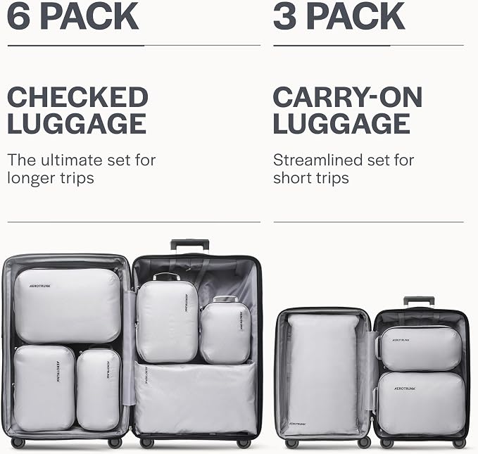 Aerotrunk Ultralight Compression Packing Cubes - Lightweight Travel Organizers for Suitcases and Luggage (3-Pack, Light Grey) - Image 4