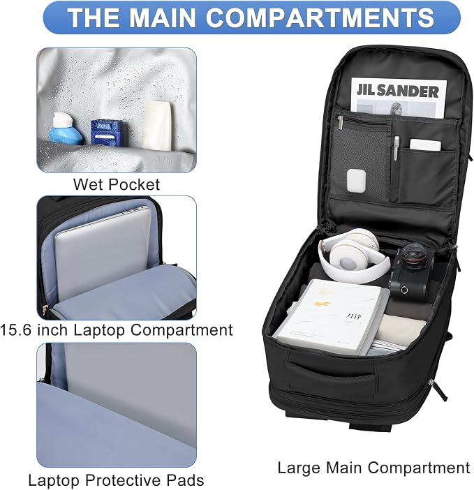 coofay Expandable Backpack For Traveling On Airplane Carry On Backpack For Women Men Airline Approved Personal Item Bag For Airlines Gym Bag For Women With Shoe Compartment - Image 4