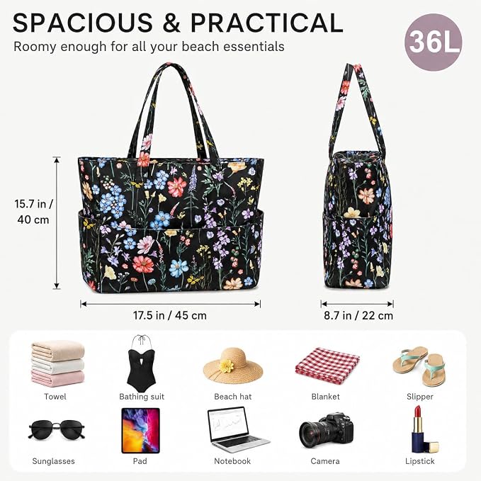 Bluboon Waterproof Beach Tote Pool Bags for Women Ladies Extra Large Carry On Bag With Wet Compartment for Weekender Travel - Image 4
