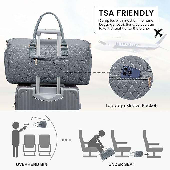 LOVEVOOK Travel Duffle Bag,Carry on Overnight Bag with Shoe Compartment,Weekender Bags for Women with Toiletry Bag,Gym Duffel Bag with Wet Pocket,Hospital Bags for Labor and Delivery - Image 5